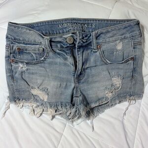 American Eagle Outfitters Light Blue Distressed Jean Shorts